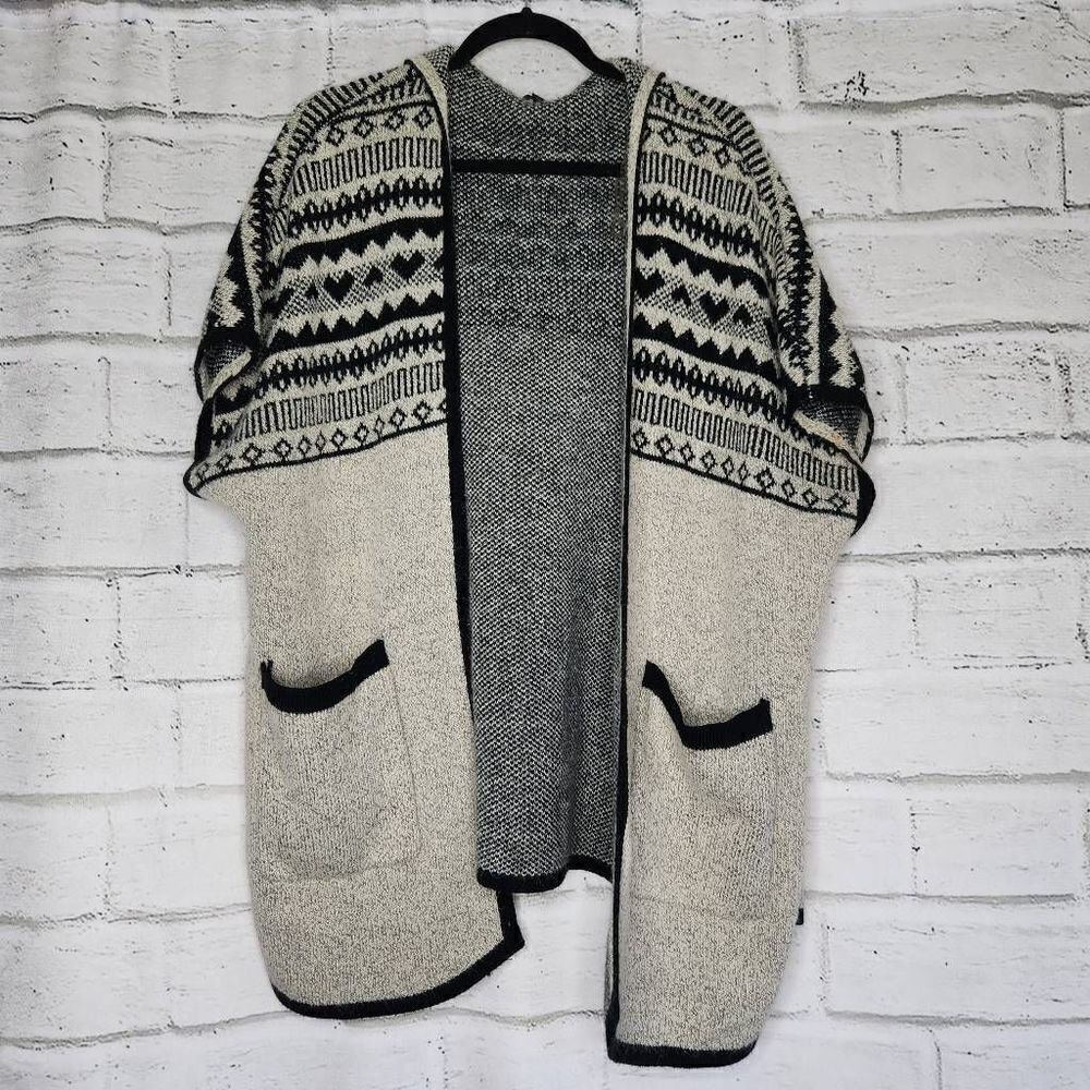Baciano Hooded Sweater Cardigan Sleeveless Knit Womens Medium